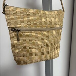 Elegant Beige Woven Shoulder Bag